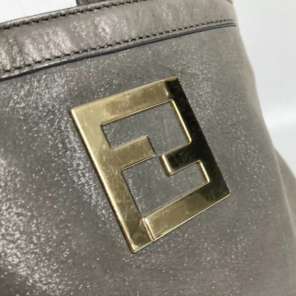 FENDI Bag Shoulder Bag Tote Bag Logo FF Chain Shoulder Bag Leather gray - Picture 11 of 16
